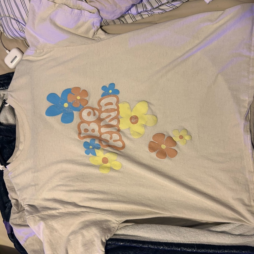PacSun Cream 'Be Kind' Tee with Floral Accents
